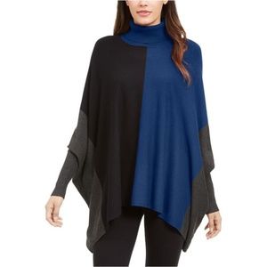 Alfani Turtleneck Poncho Colorblock Oversize XL